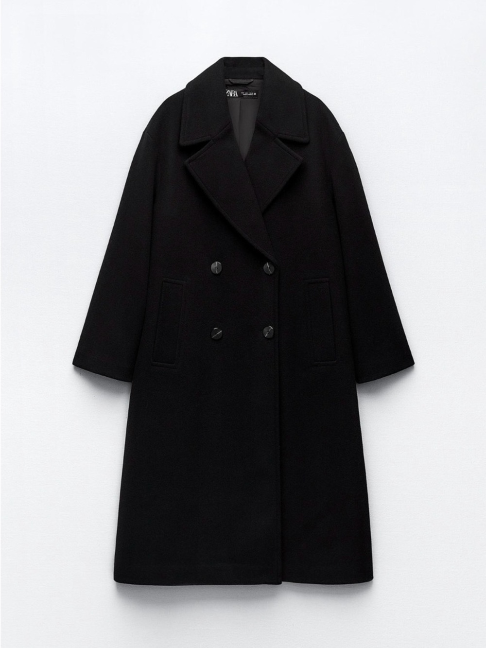 Zara Black Double-Breasted Pea Coat